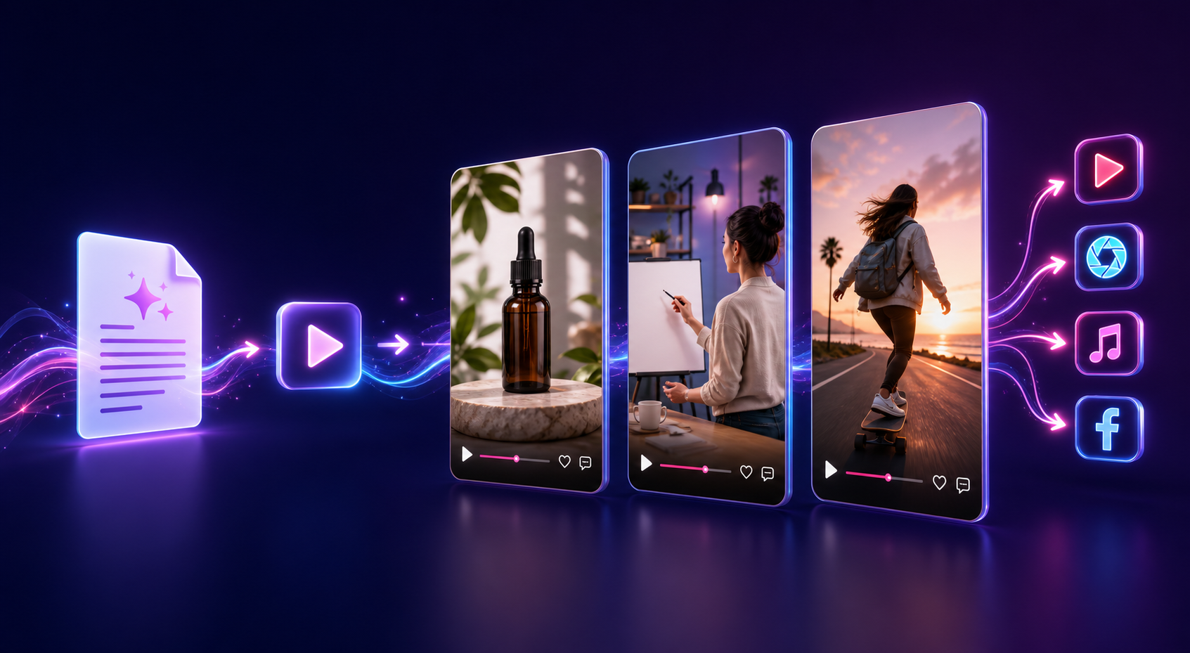 Three AI-generated videos prepared for publication on social platforms